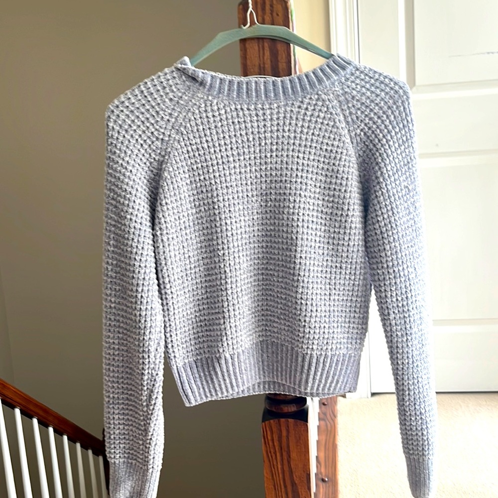 Altar’d state light blue fuzzy cropped sweater